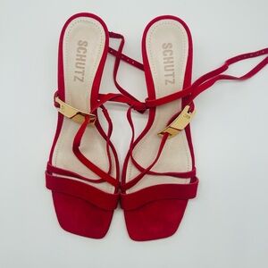 Schultz women shoes, Red Suede upper, leather lining and sole